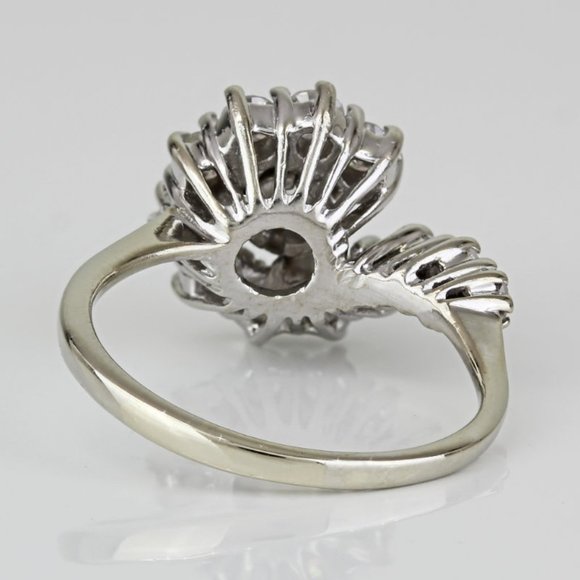 Vintage 14k White Gold Diamond Halo Loop Anniversary / Cocktail Ring - Picture 6 of 6